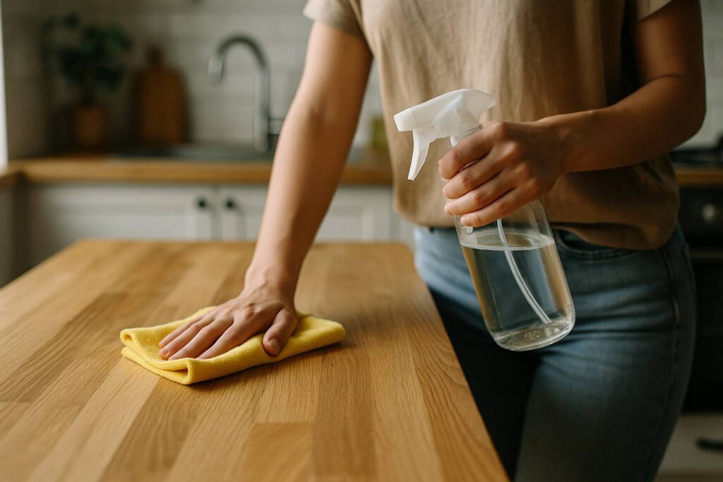 Comment bien nettoyer et entretenir un plan de travail en bois naturel